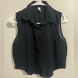 American Apparel Black Button Up Crop Top